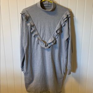 Grey ruffle sweater dress